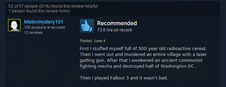 Illustration for article titled Fallout 3, As Told By Steam Reviews